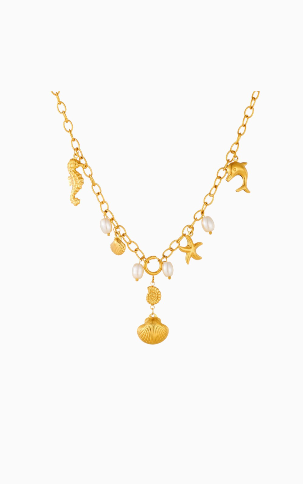 18K Gold Plated Beach Charms Necklace