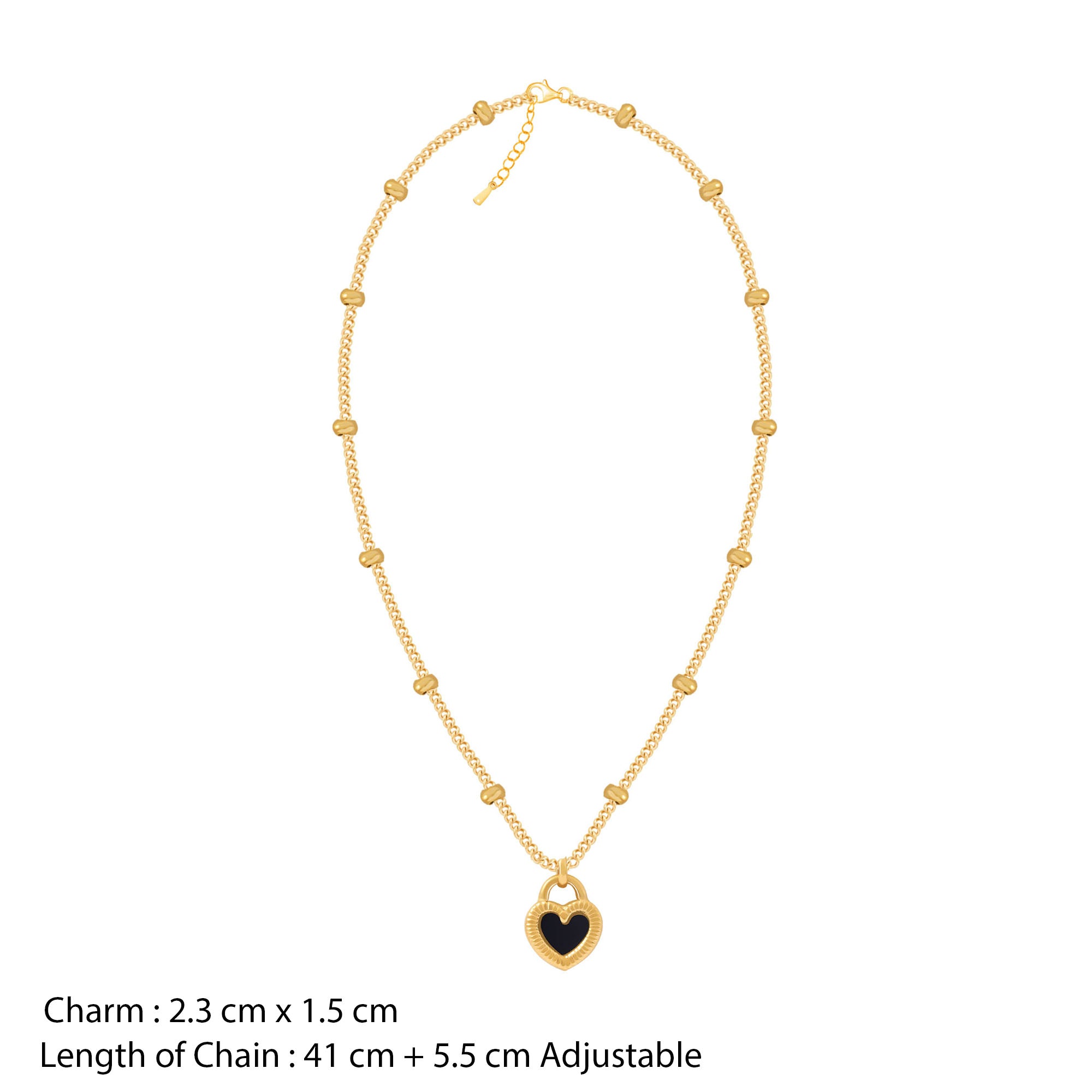 18K Gold Plated Black and White Heart Jewellery Set