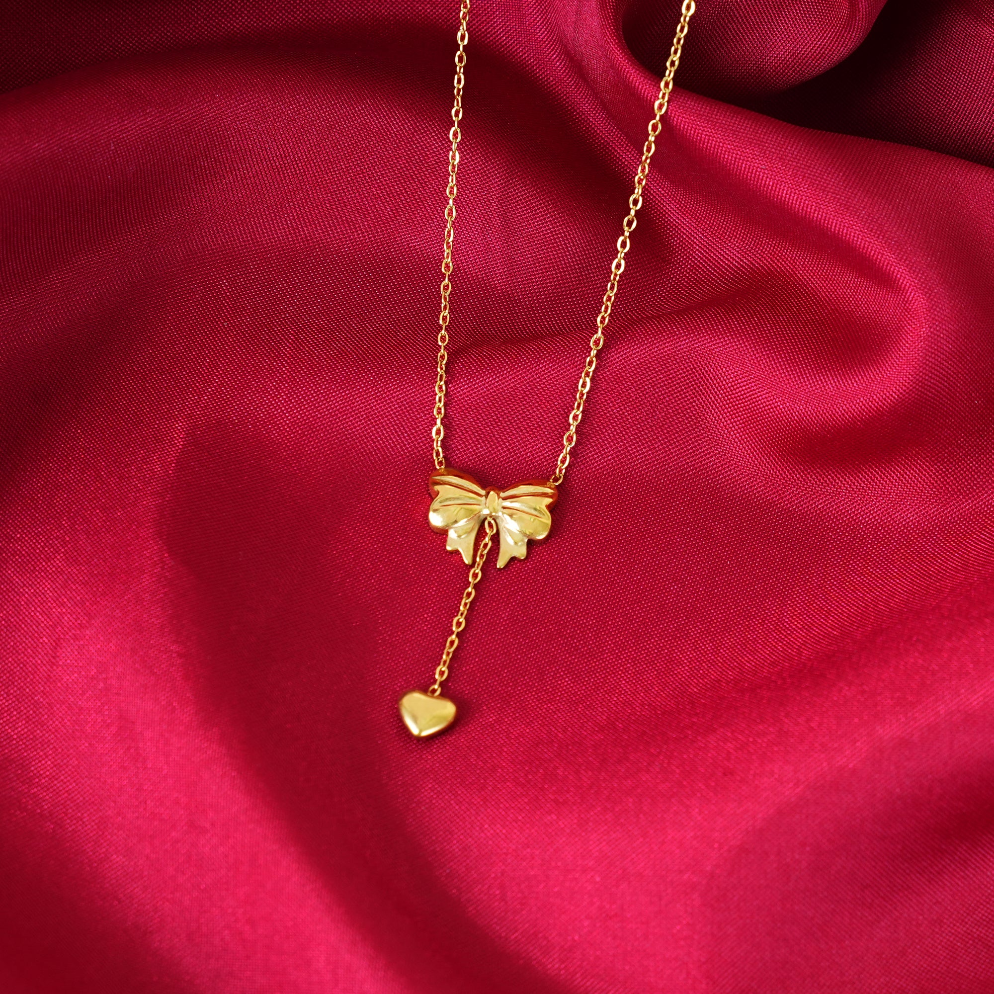 18K Gold Plated Sweetheart Bow Necklace