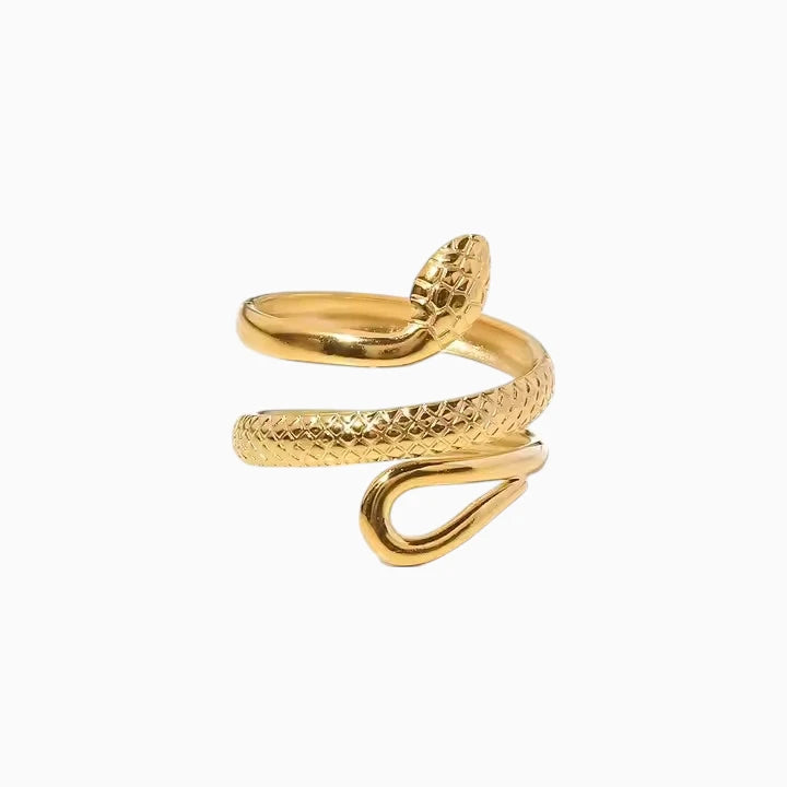 18K Gold Plated Serpent Elegance Classic Textured Adjustable Ring