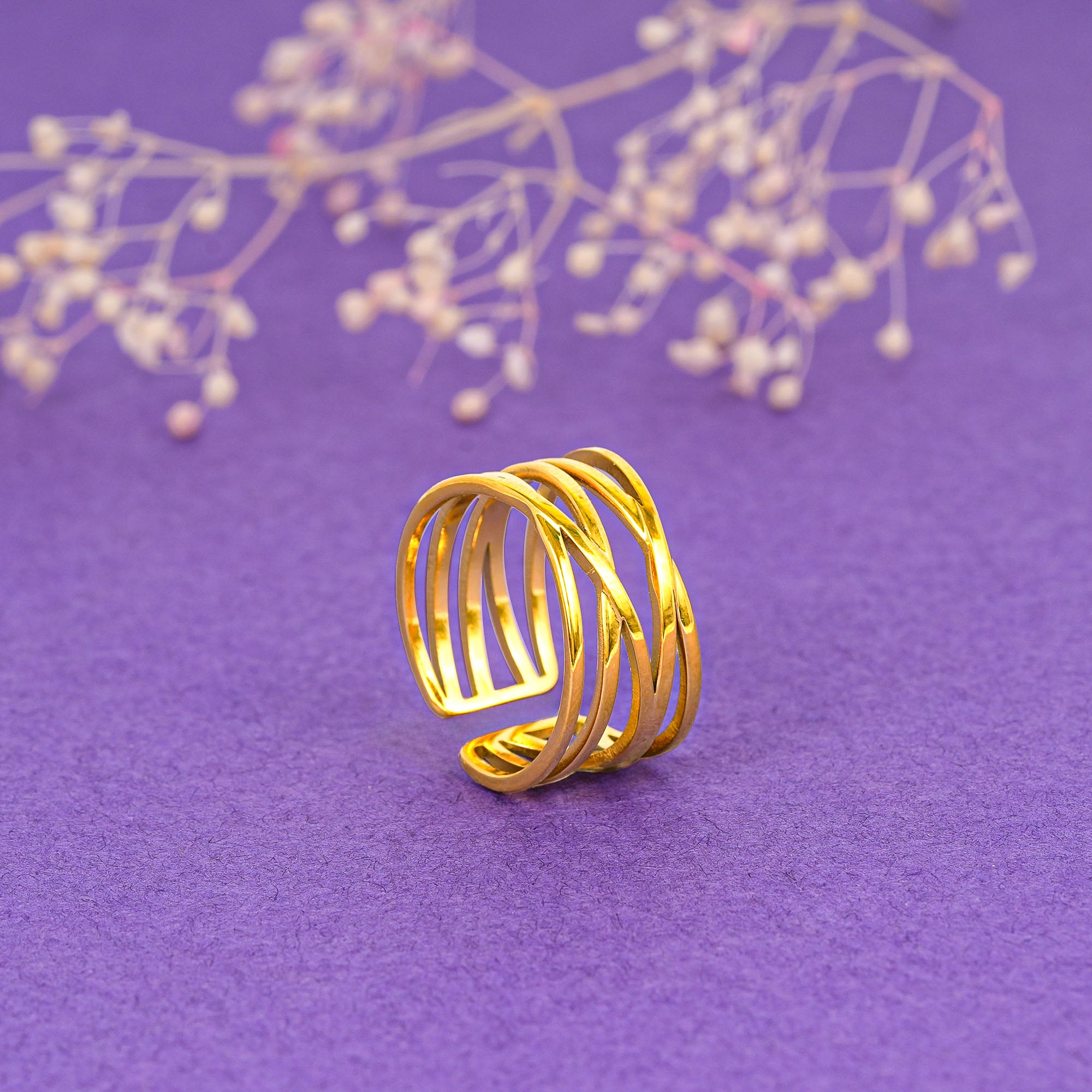 18K Gold Plated Layered Opening Gold Ring