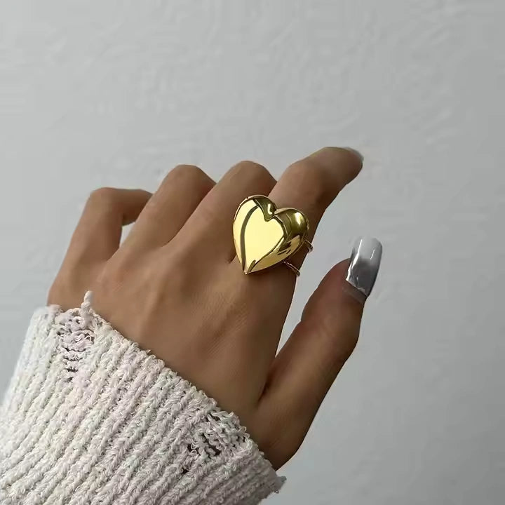 18K Gold Plated Heart Pop Statement Ring