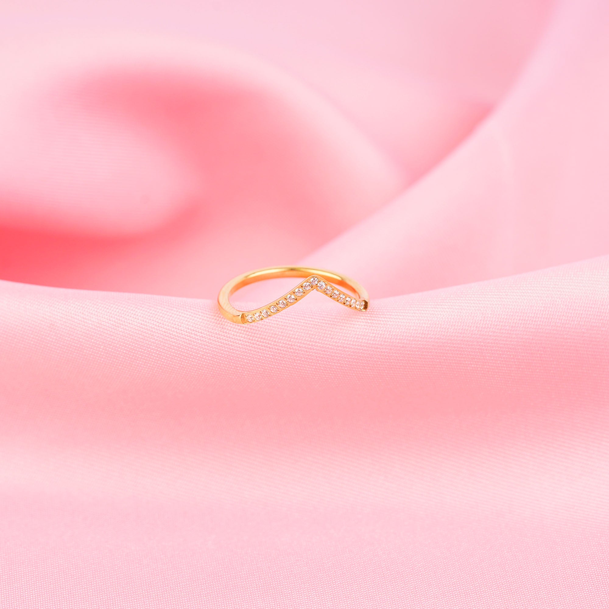 Promise ring with cubic zirconia pave