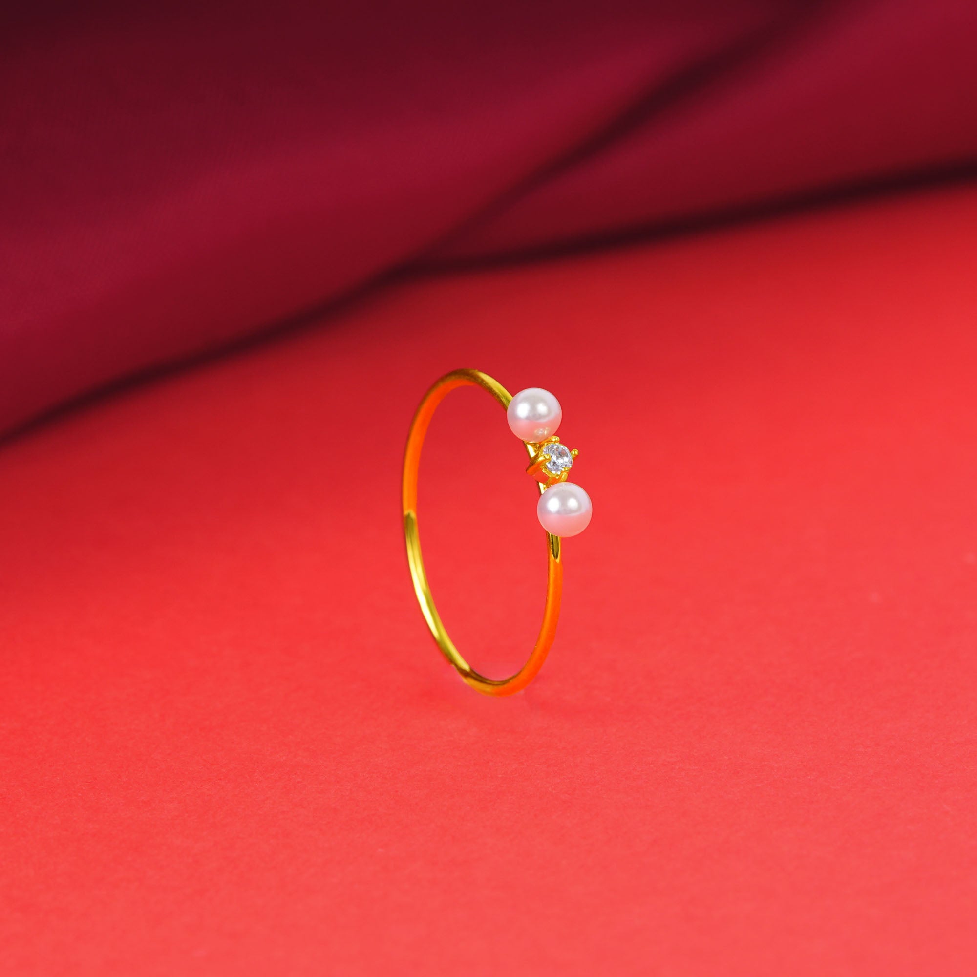 18k Gold Plated Twin Pearl Ring