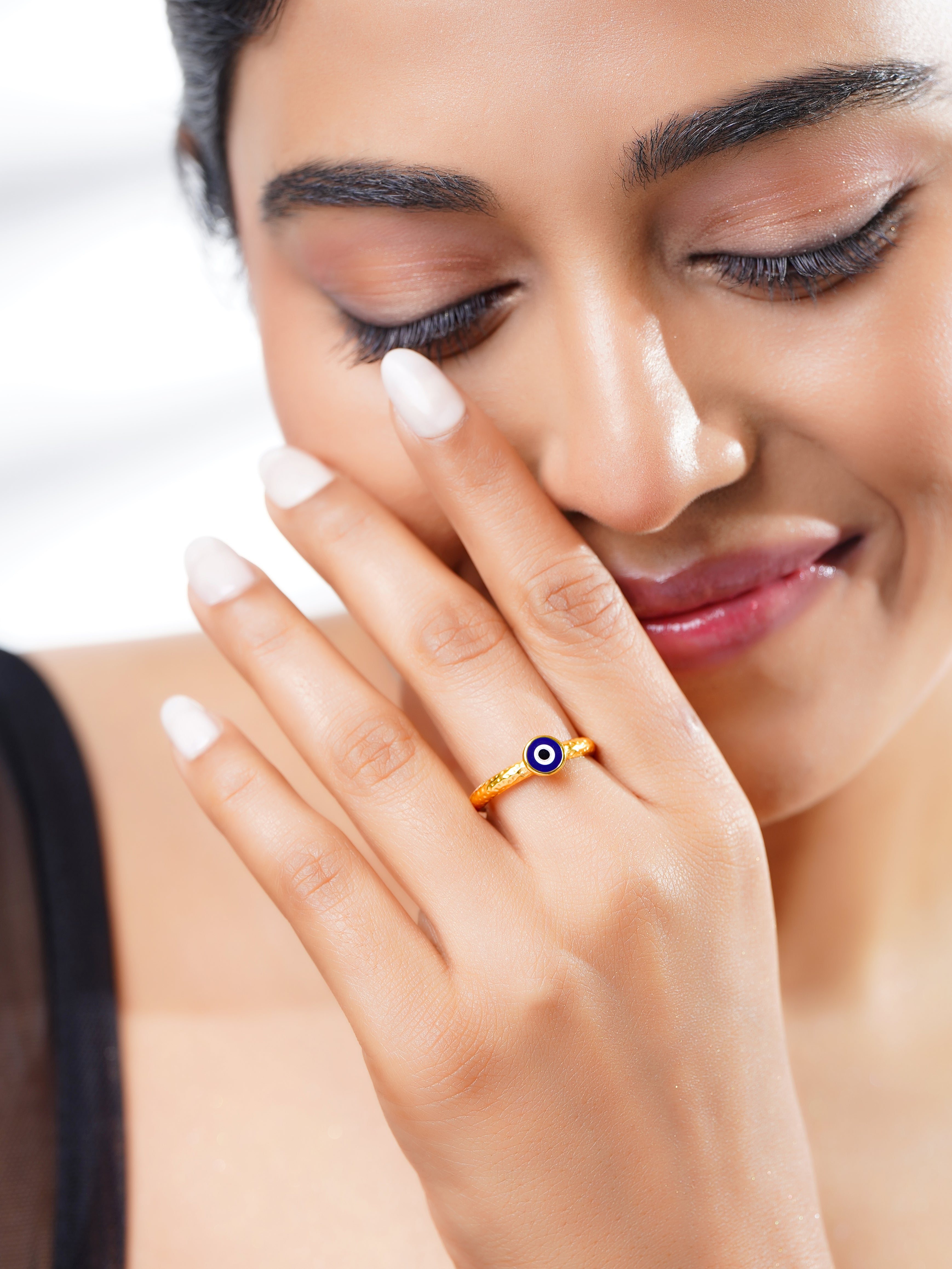 18K Gold Plated Enamel Evil Eye Ring