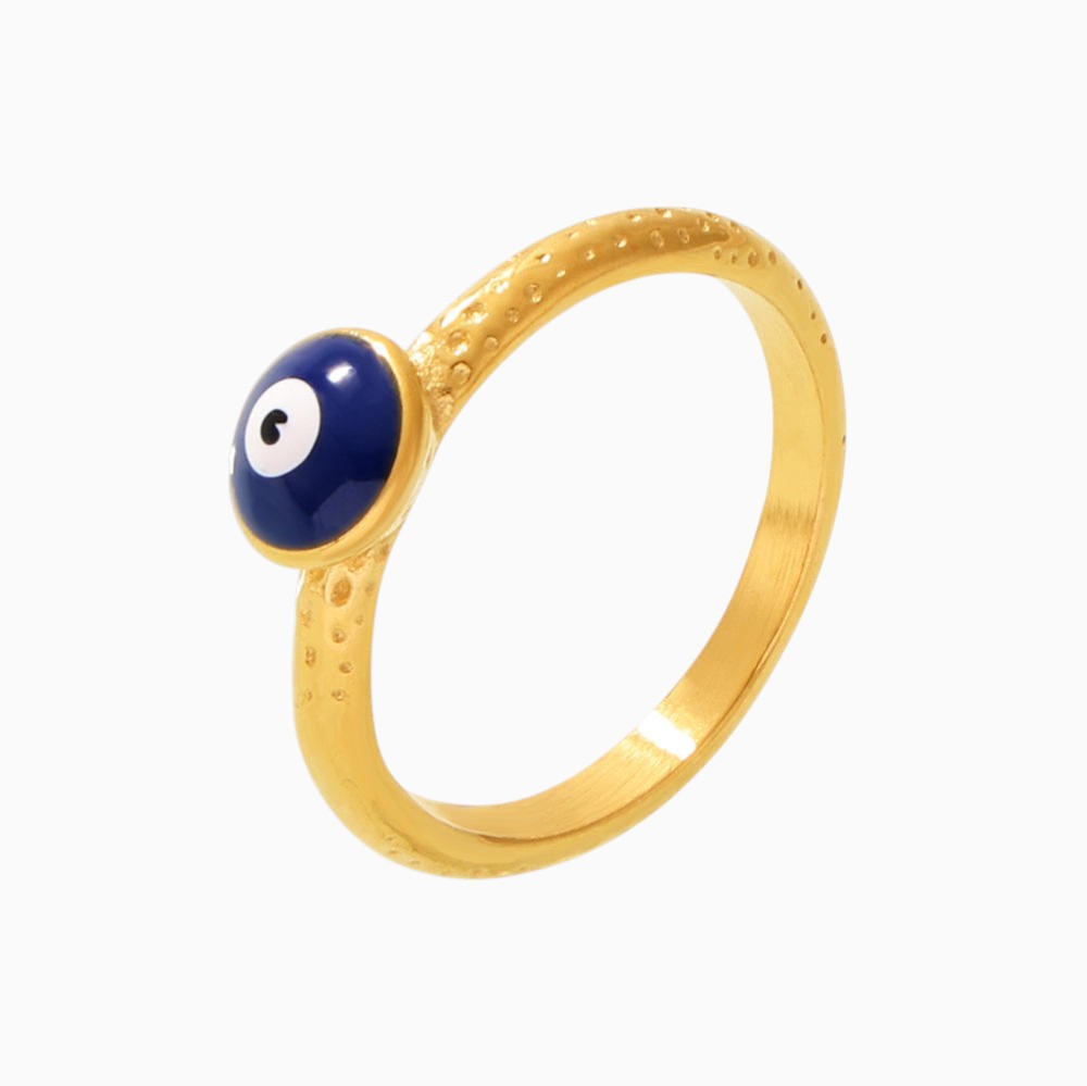 18K Gold Plated Enamel Evil Eye Ring