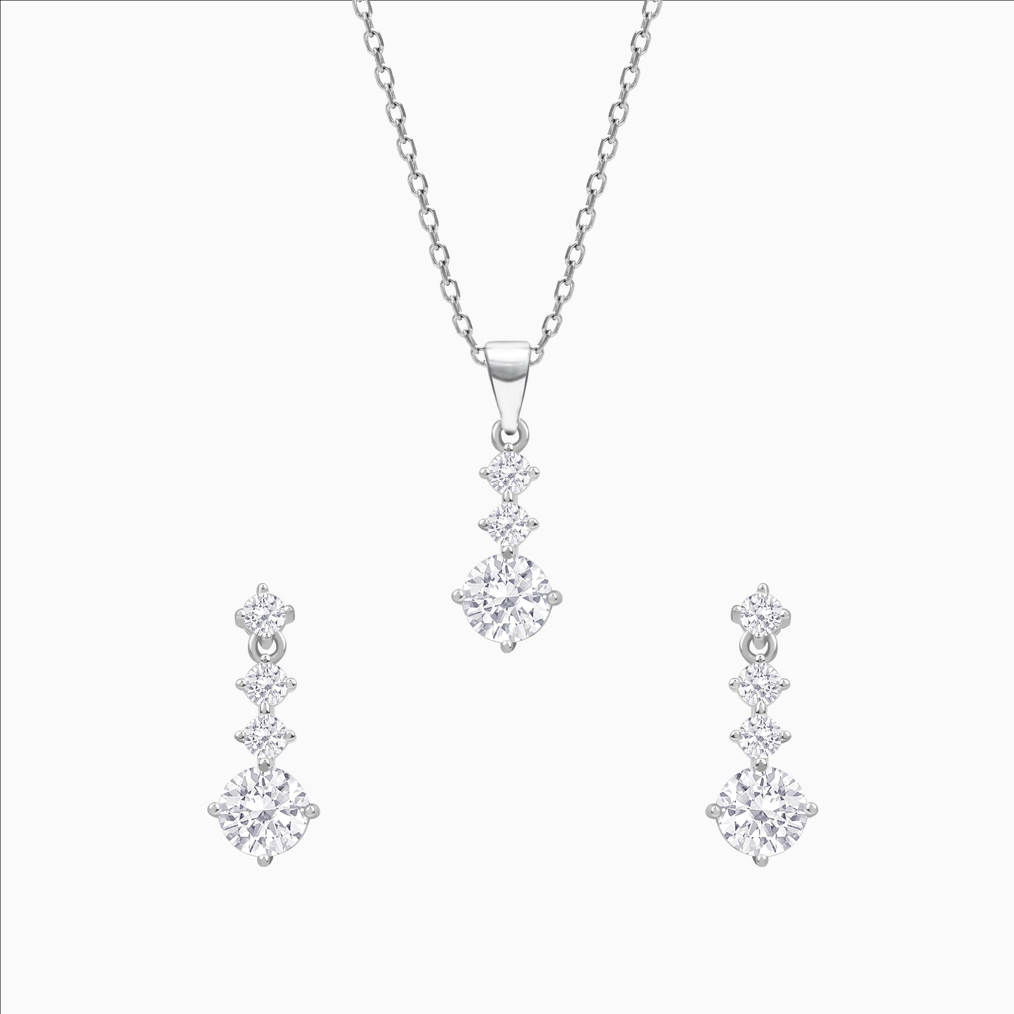 Sterling silver necklace and earrings set with CZ stones
