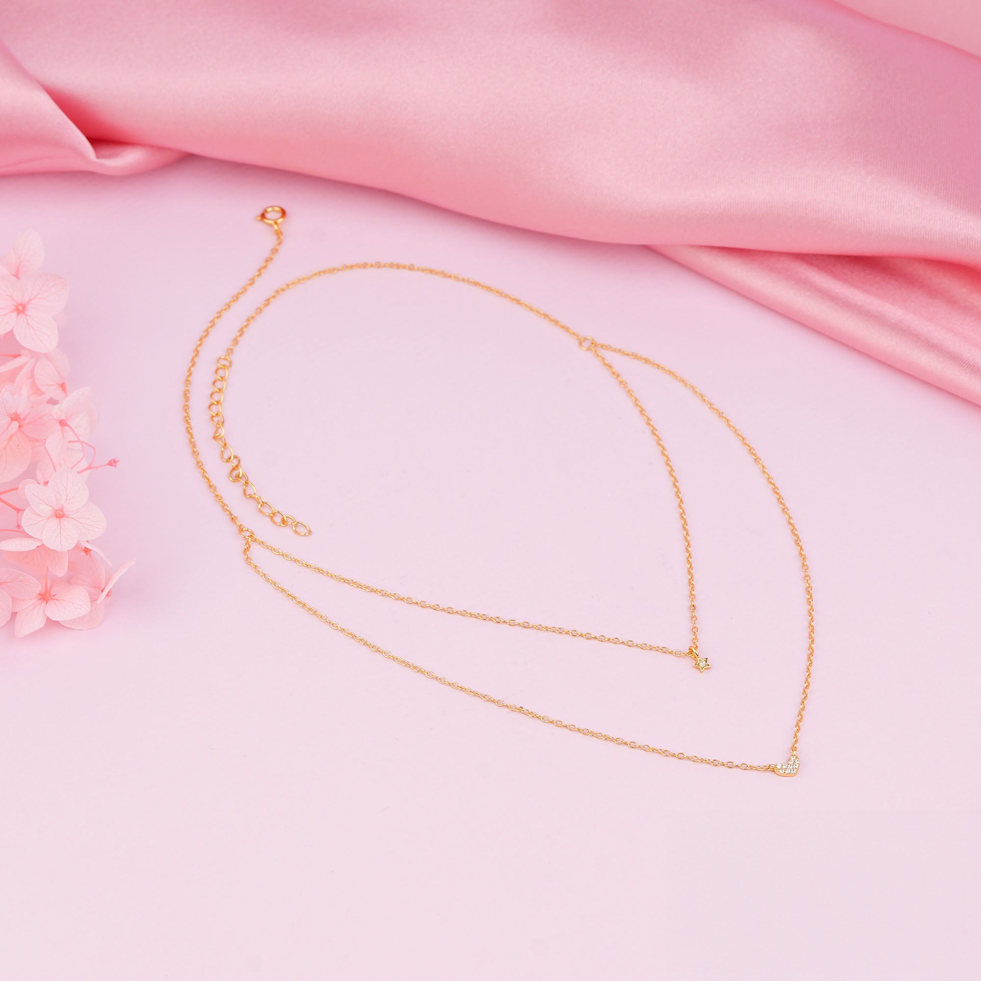 Zirconia love charm sterling silver necklace