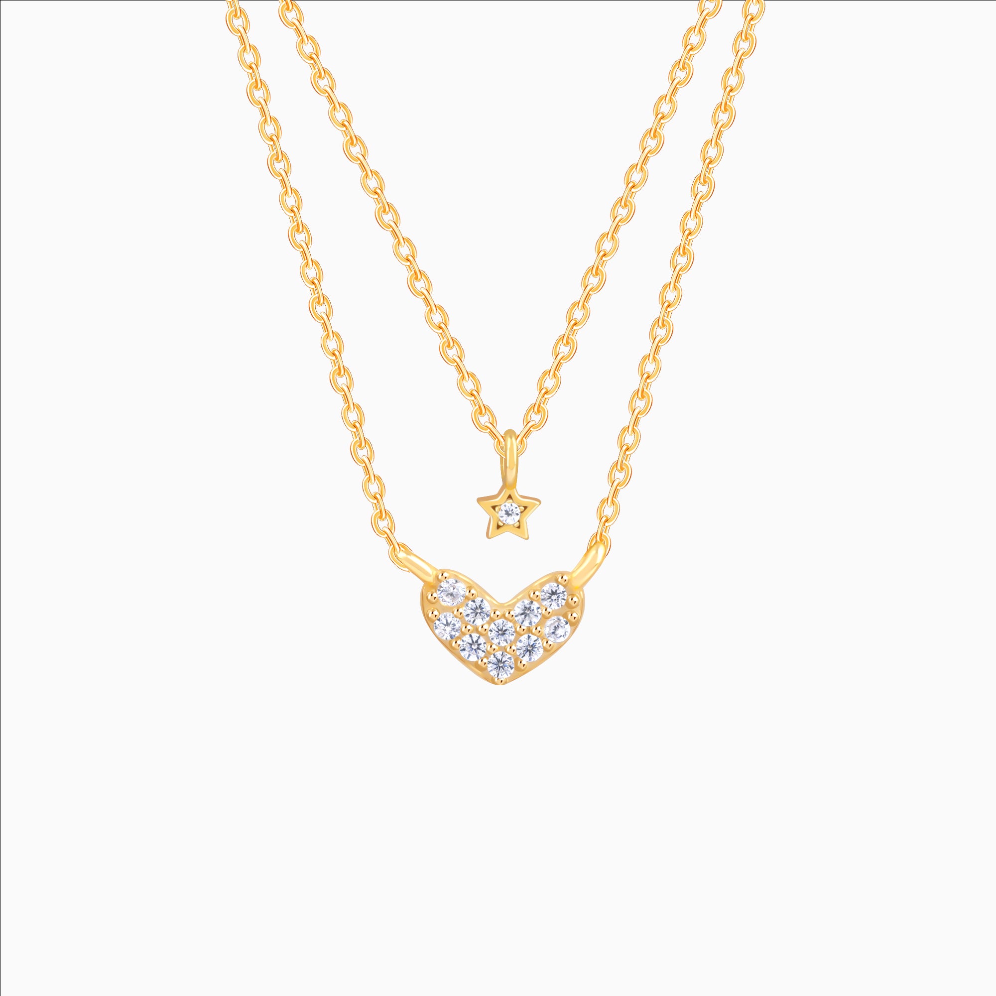 925 sterling silver double layer star pendant necklace