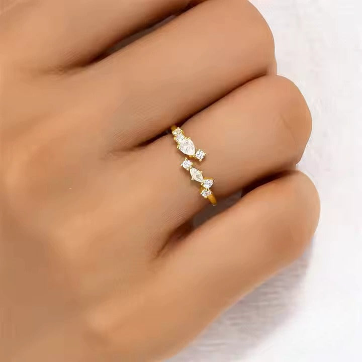 Close-up of adjustable silver ring with star charm