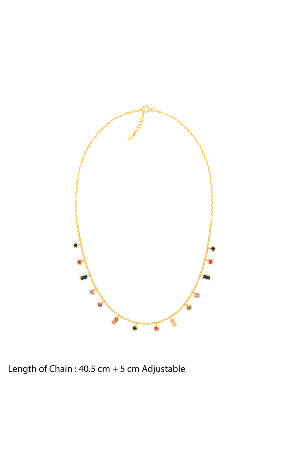 18K Gold Plated Golden Glow Multi-Color Charms Necklace