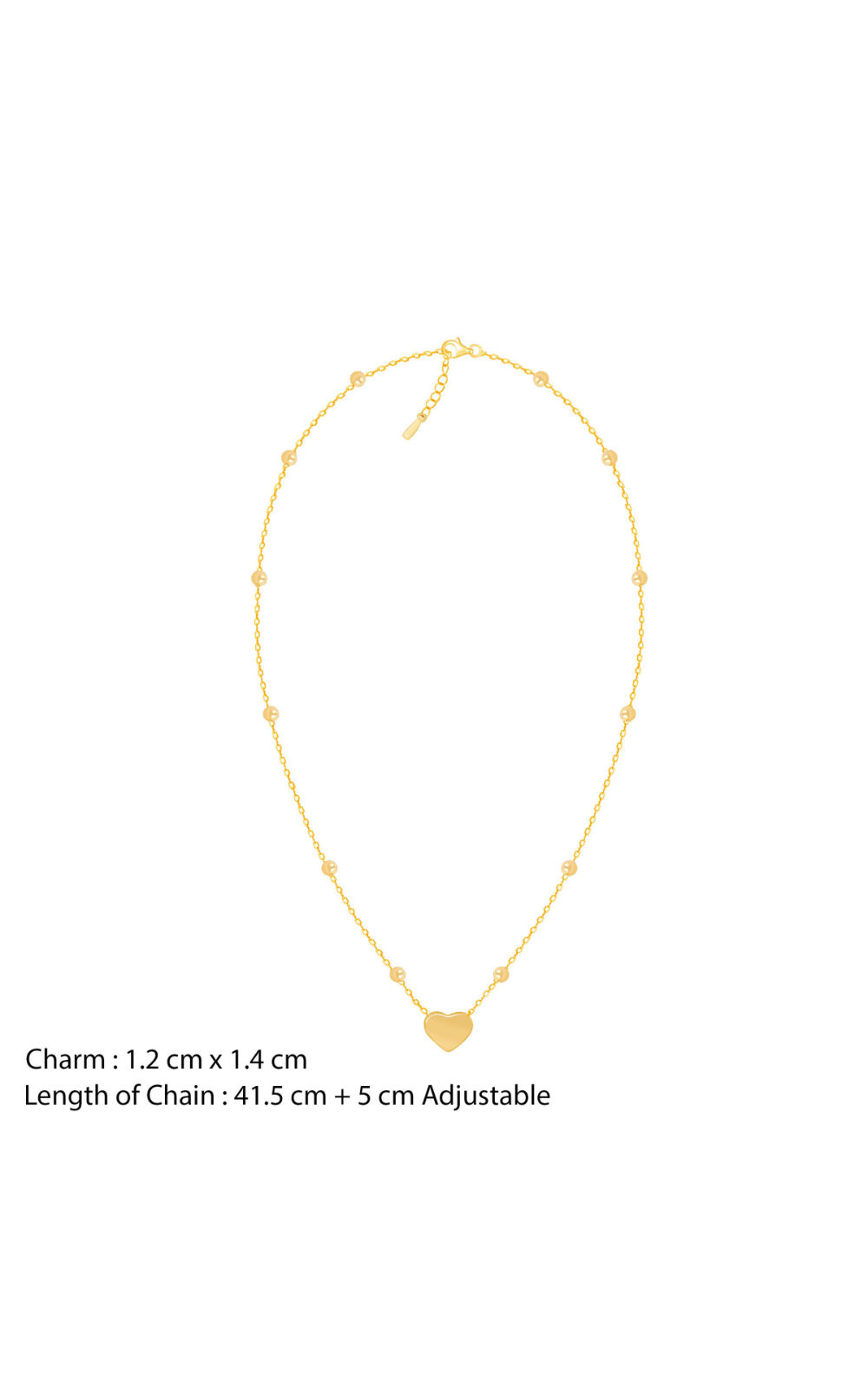 18K Gold Plated Heart Pendant Beaded Necklace