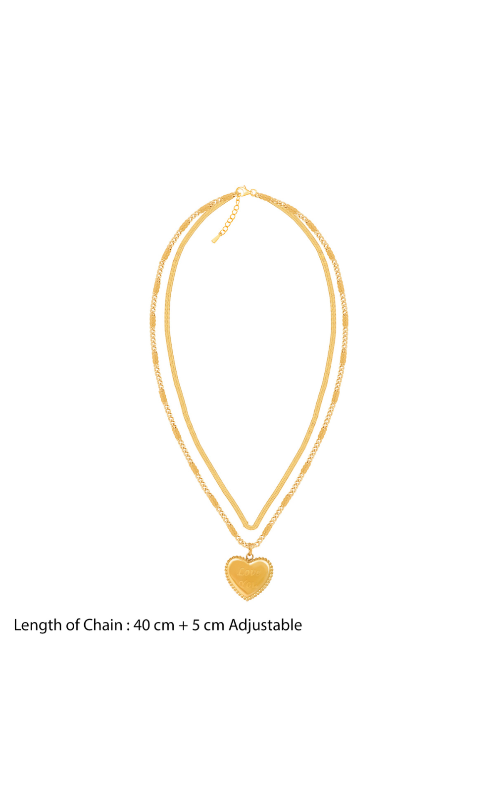 18K Gold Plated Layered Love Heart Pendant Necklace