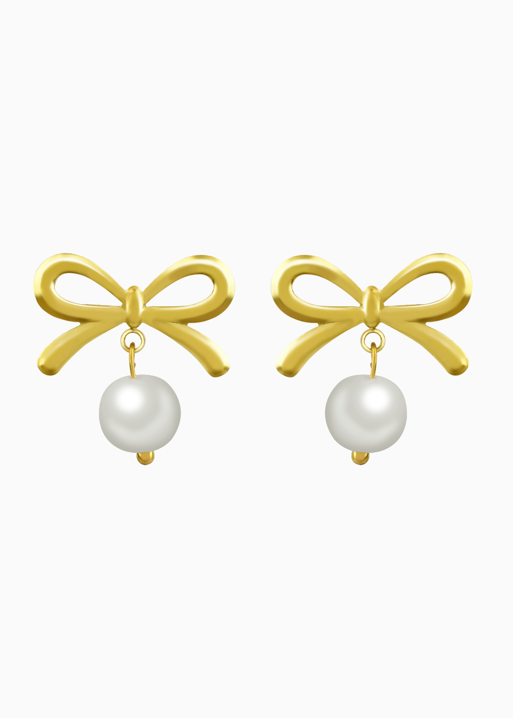 18K Gold Plated Poised Grace Pearl Bow Hoop Earrings