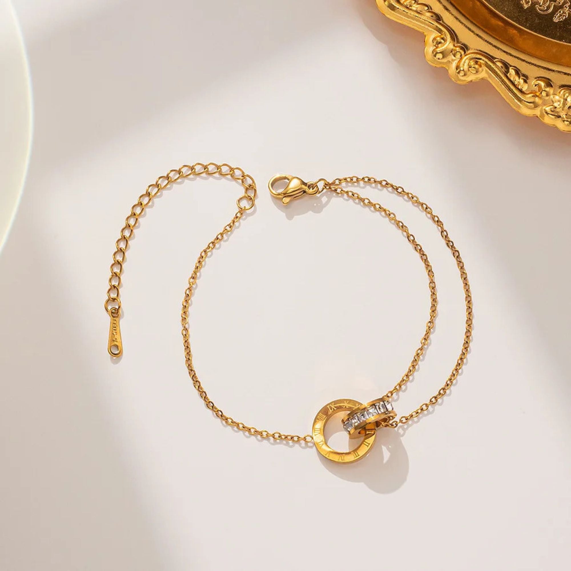 18K Gold Plated Linked Grace Circle Chain Layered Bracelet