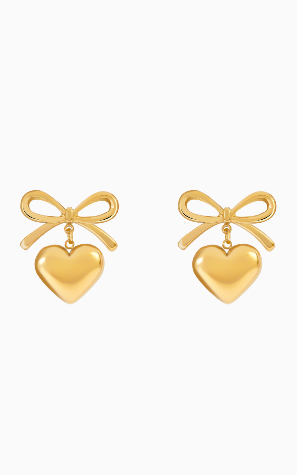 18K Gold Plated Wrapped with Love Heart Bow Earrings - Gold