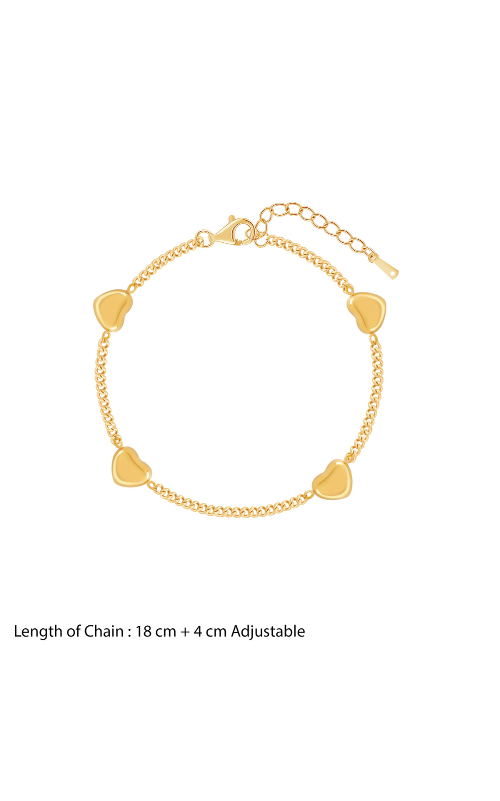 18K Gold Plated Whispers of Love Heart Charm Bracelet