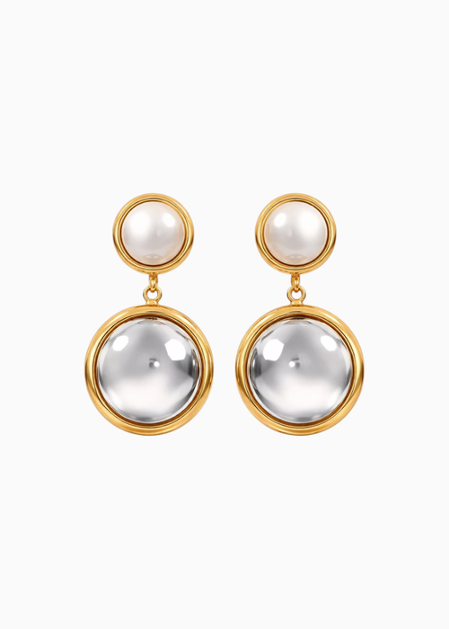Double Pearl Drop Earrings