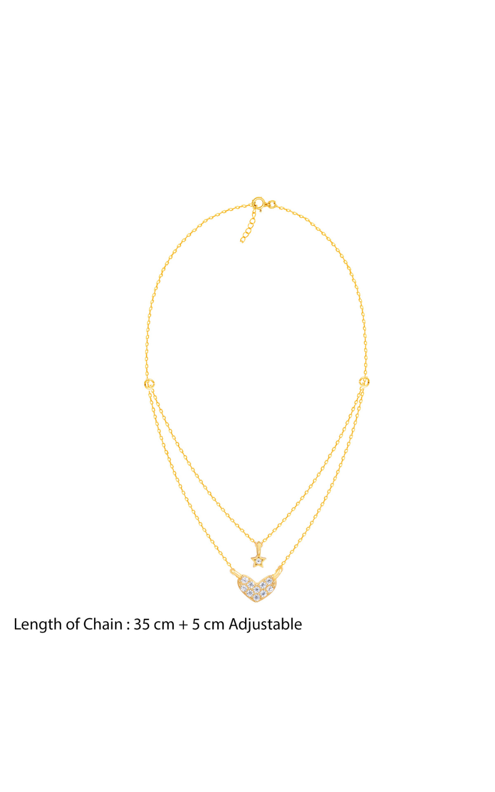 925 Sterling Silver Dainty Double Layer Star Heart Necklace