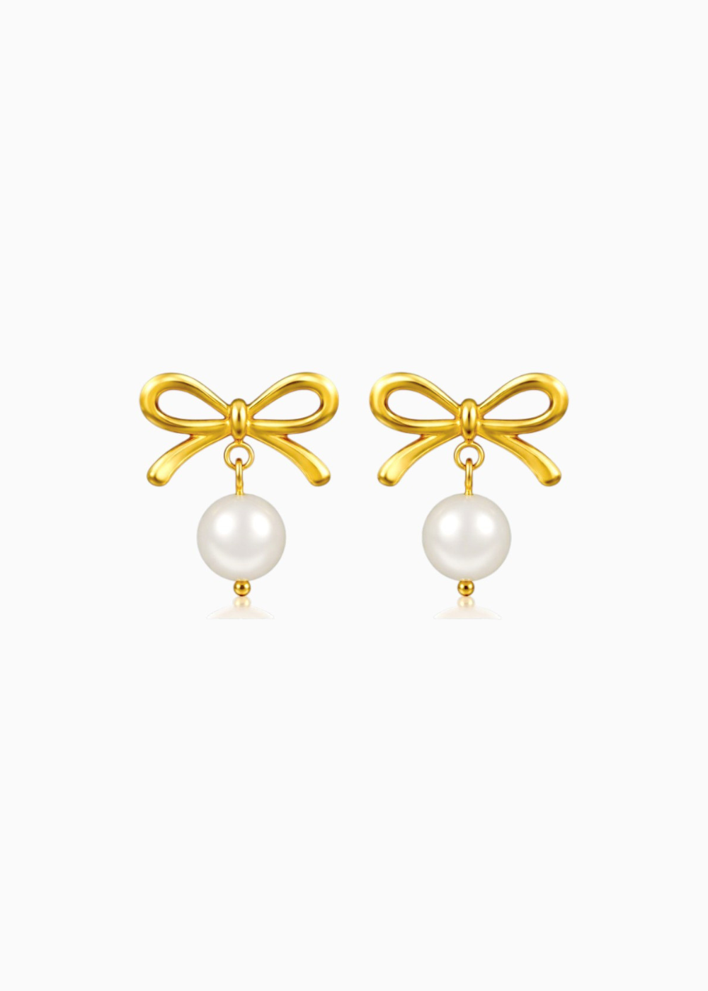18K Gold Plated Poised Grace Pearl Bow Hoop Earrings