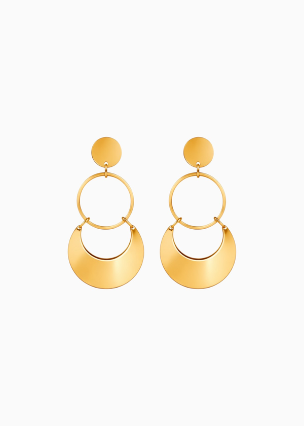 Circle Moon Drop Earrings