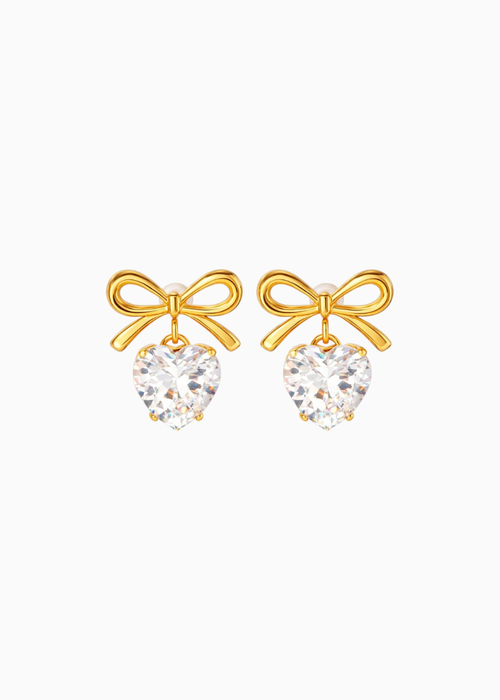 Bow Heart Crystal Drops