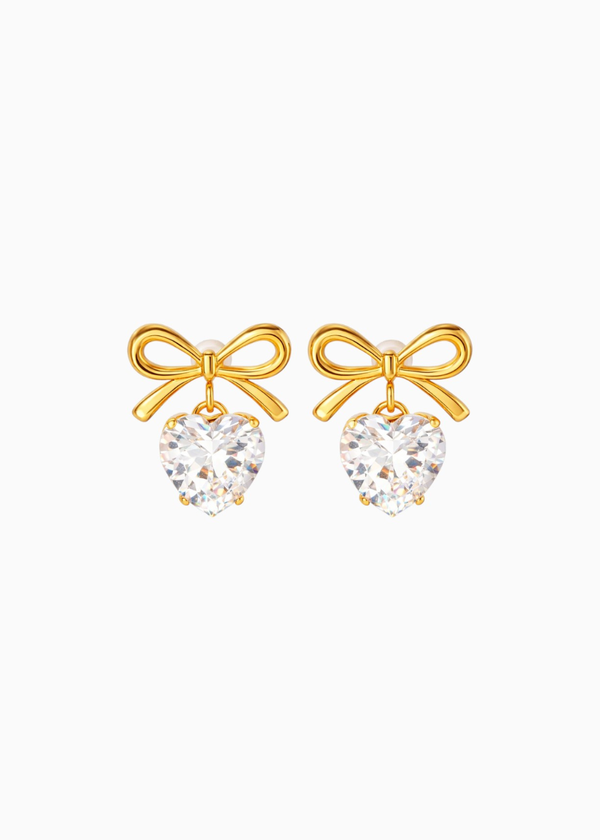 Bow Heart Crystal Drops