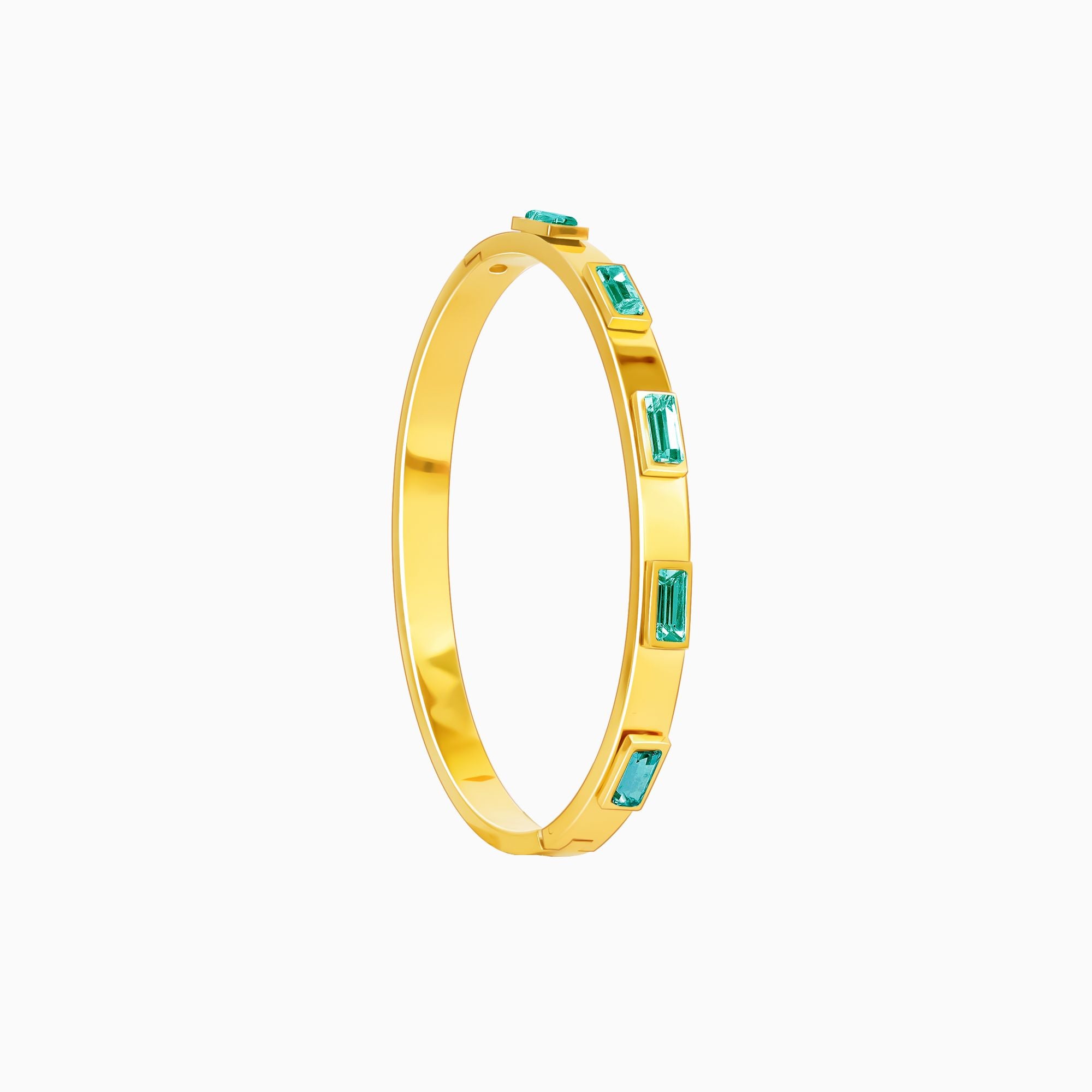 18K Gold Plated Bezel Bangle Bracelet