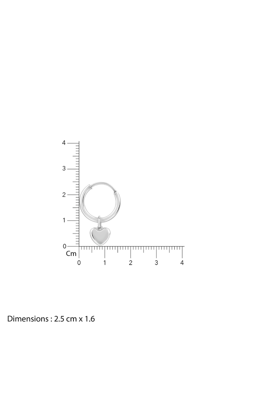 18K White Gold Plated Mini Heart Charm Hoop Earrings