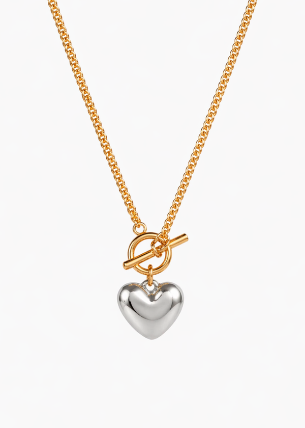 White Heart Toggle Necklace