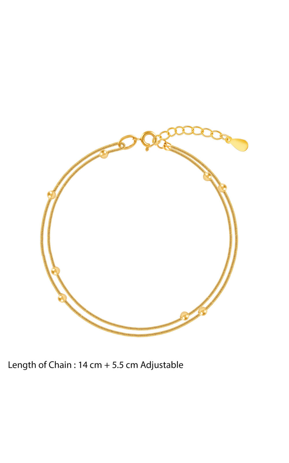 18K Gold Plated Golden Whispers Layered Beaded Snake Chain Bracelet