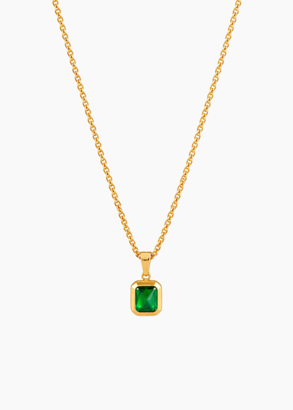 Emerald Rectangle Pendant Necklace