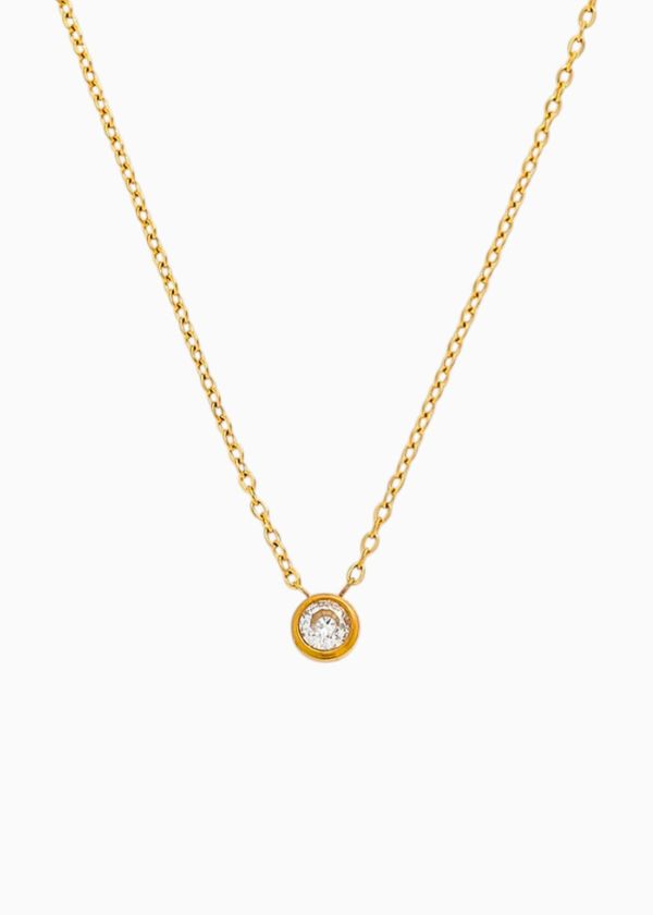 Round White Bezel Necklace