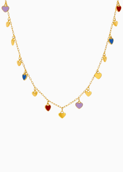Multicolour Heart Charm Necklace