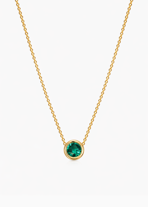 Round Green Bezel Necklace