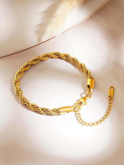 18K Gold Plated Twist &amp; Bold Rope Cable Chain Bracelet
