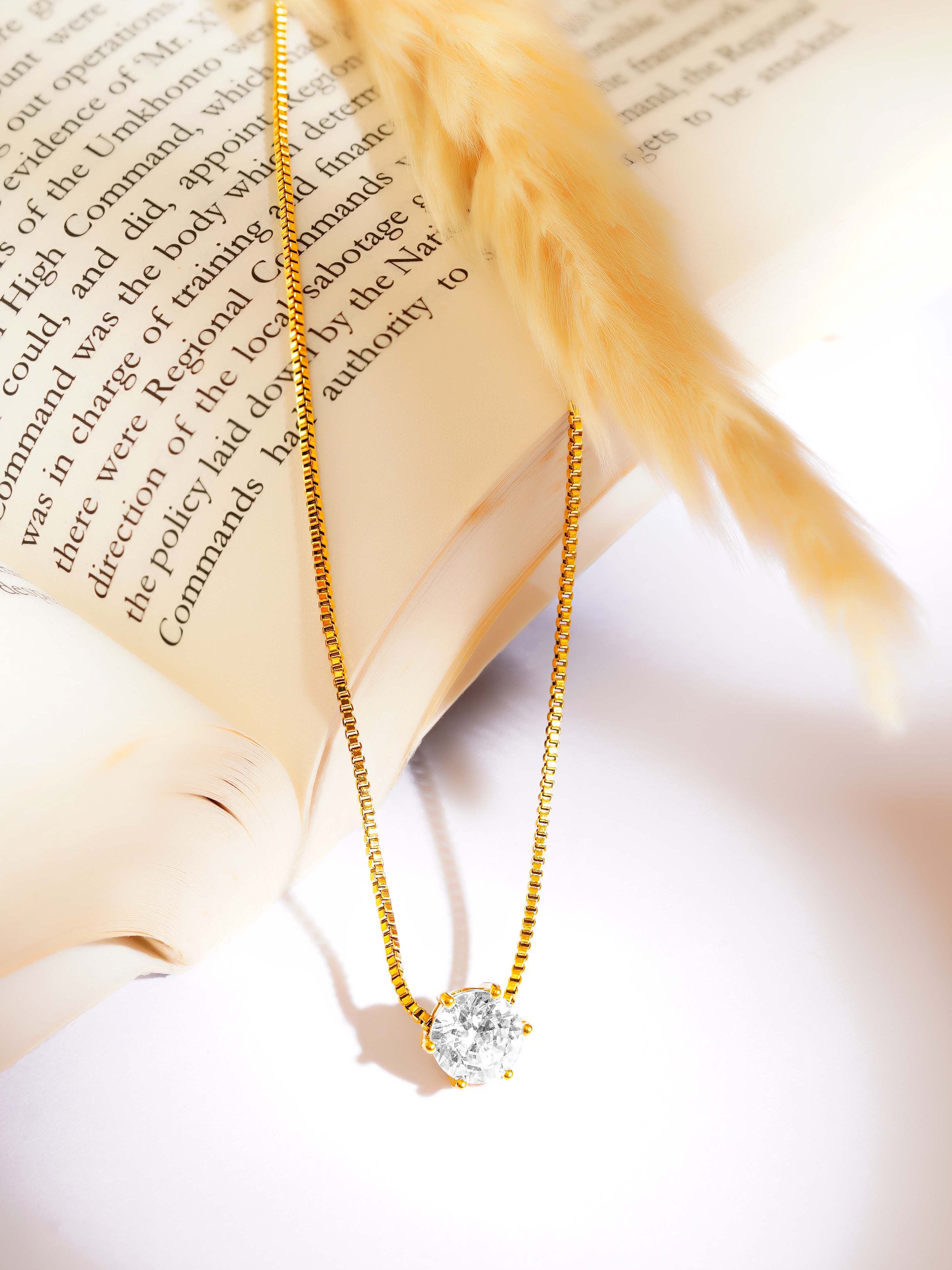 18K Gold Plated Wrapped with Love Solitaire Statement Necklace