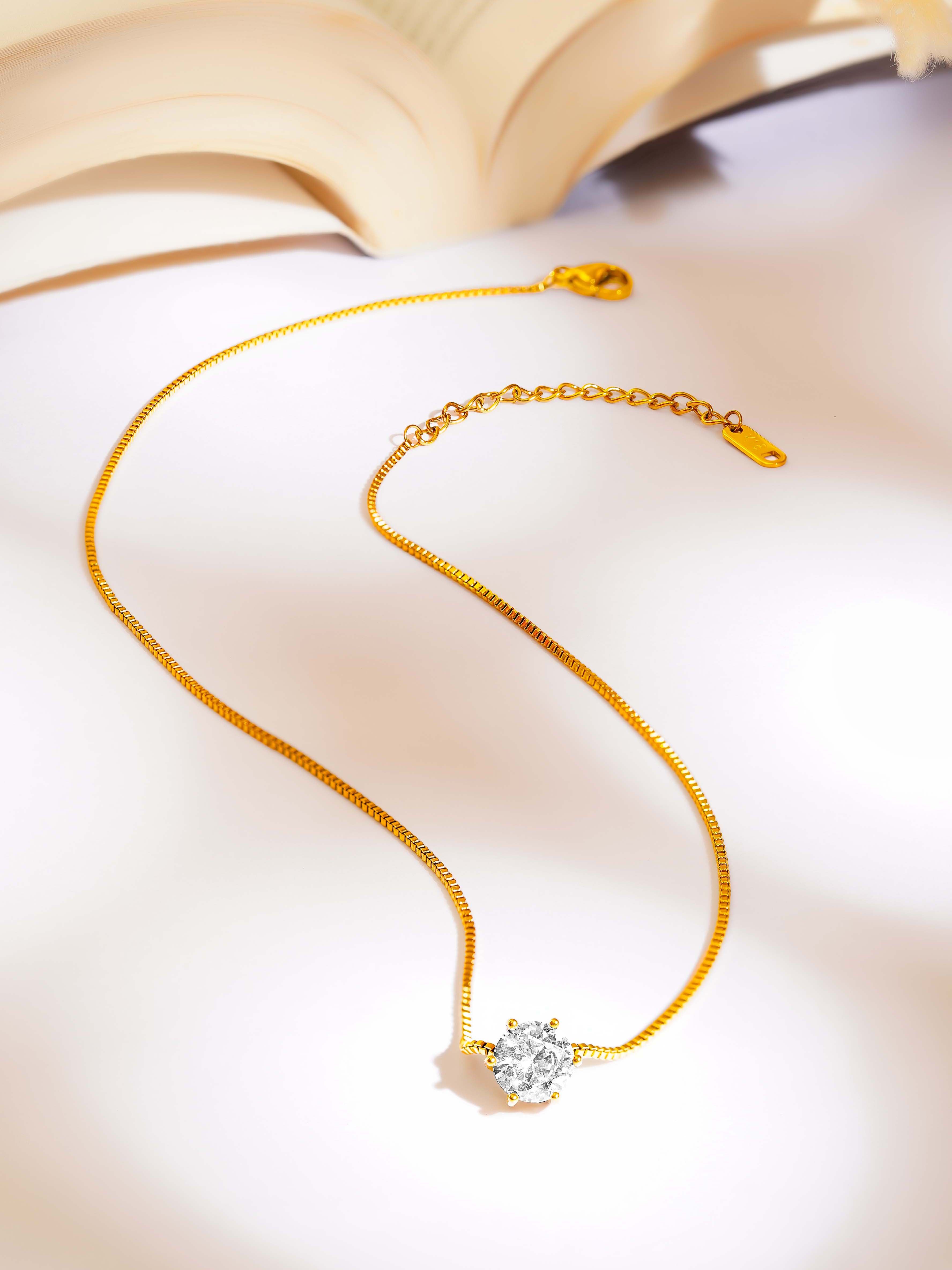 18K Gold Plated Wrapped with Love Solitaire Statement Necklace