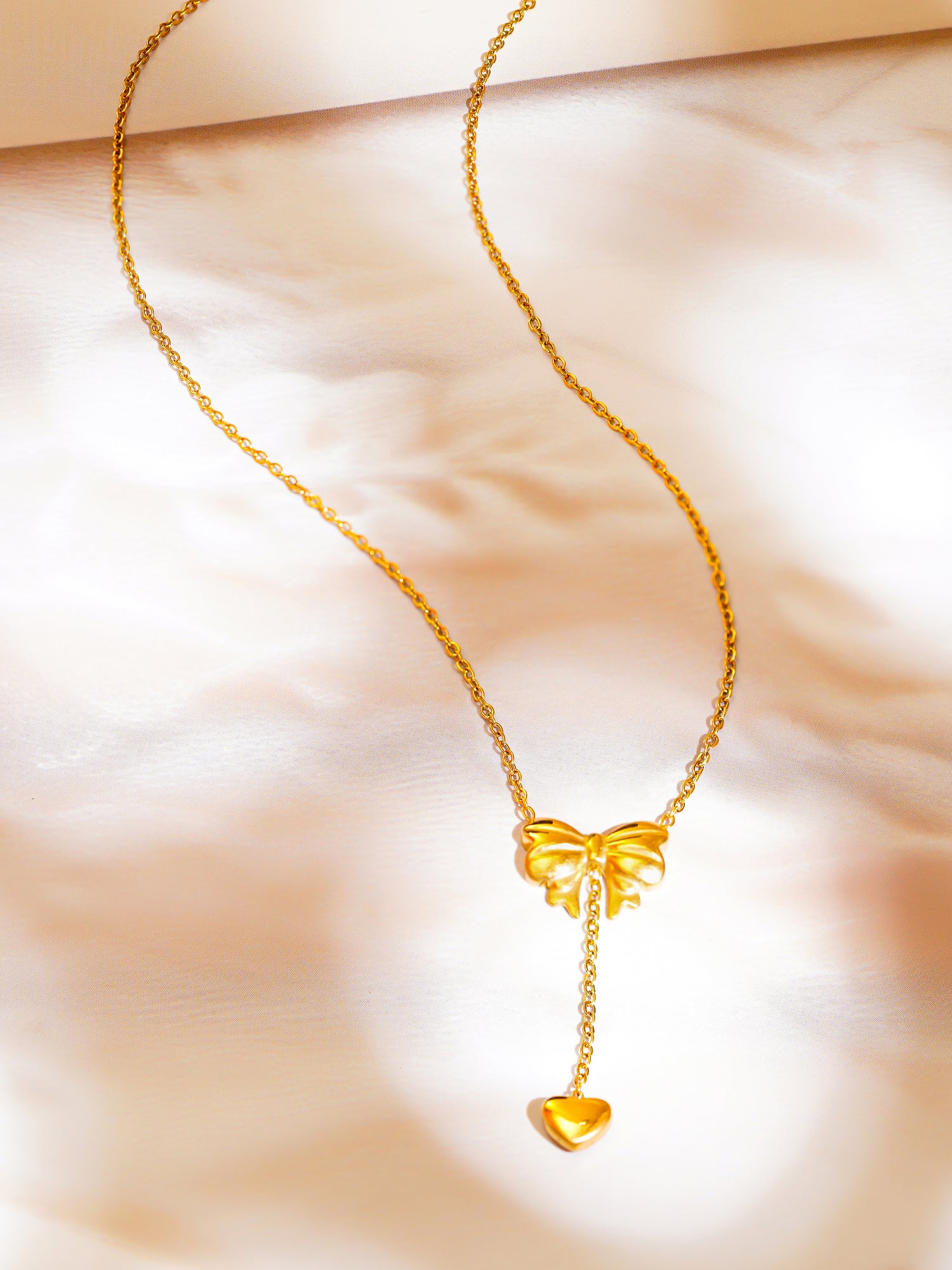 18K Gold Plated Sweetheart Bow Necklace