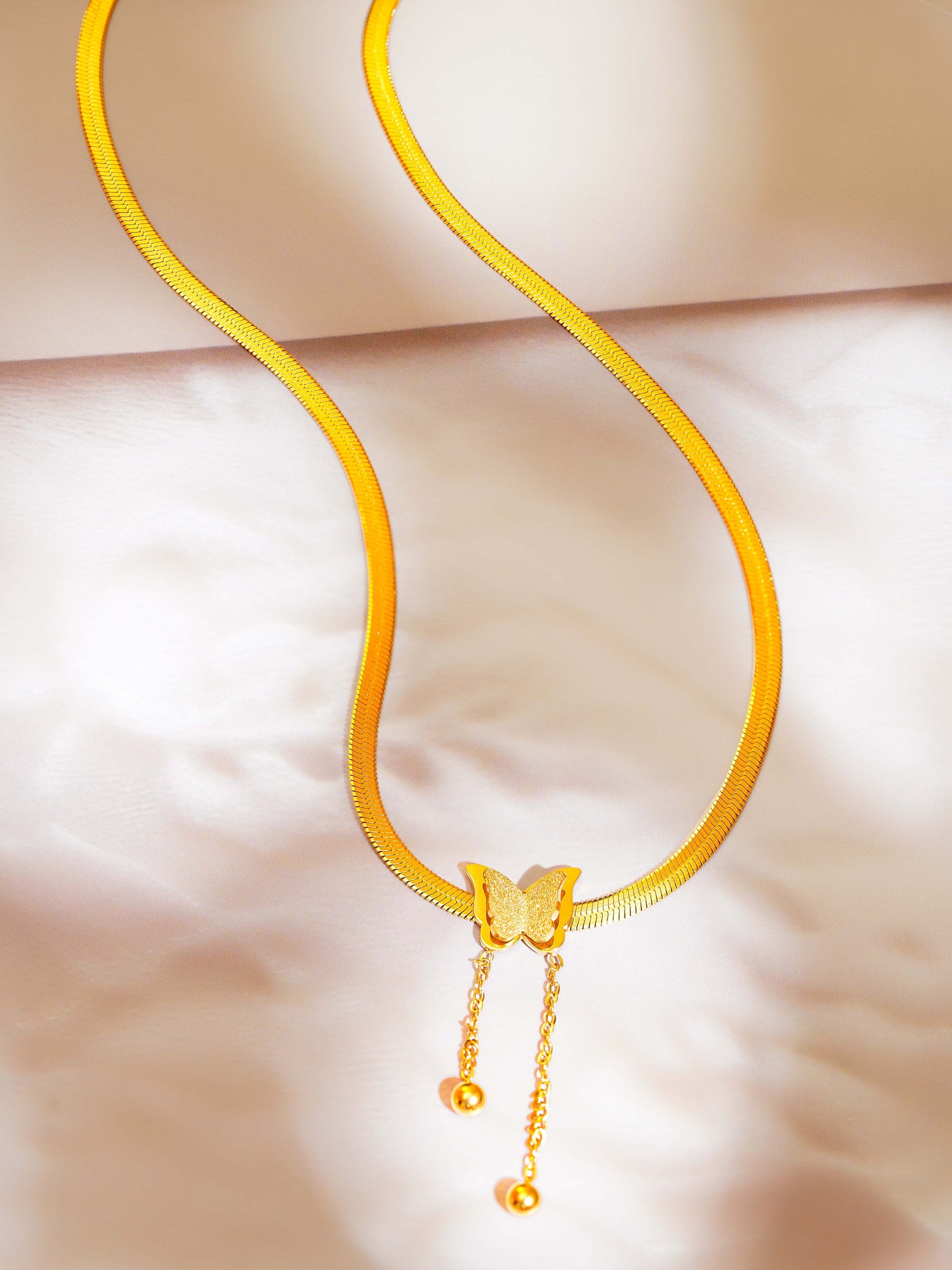 18K Gold Plated Golden Flutter Butterfly Necklace
