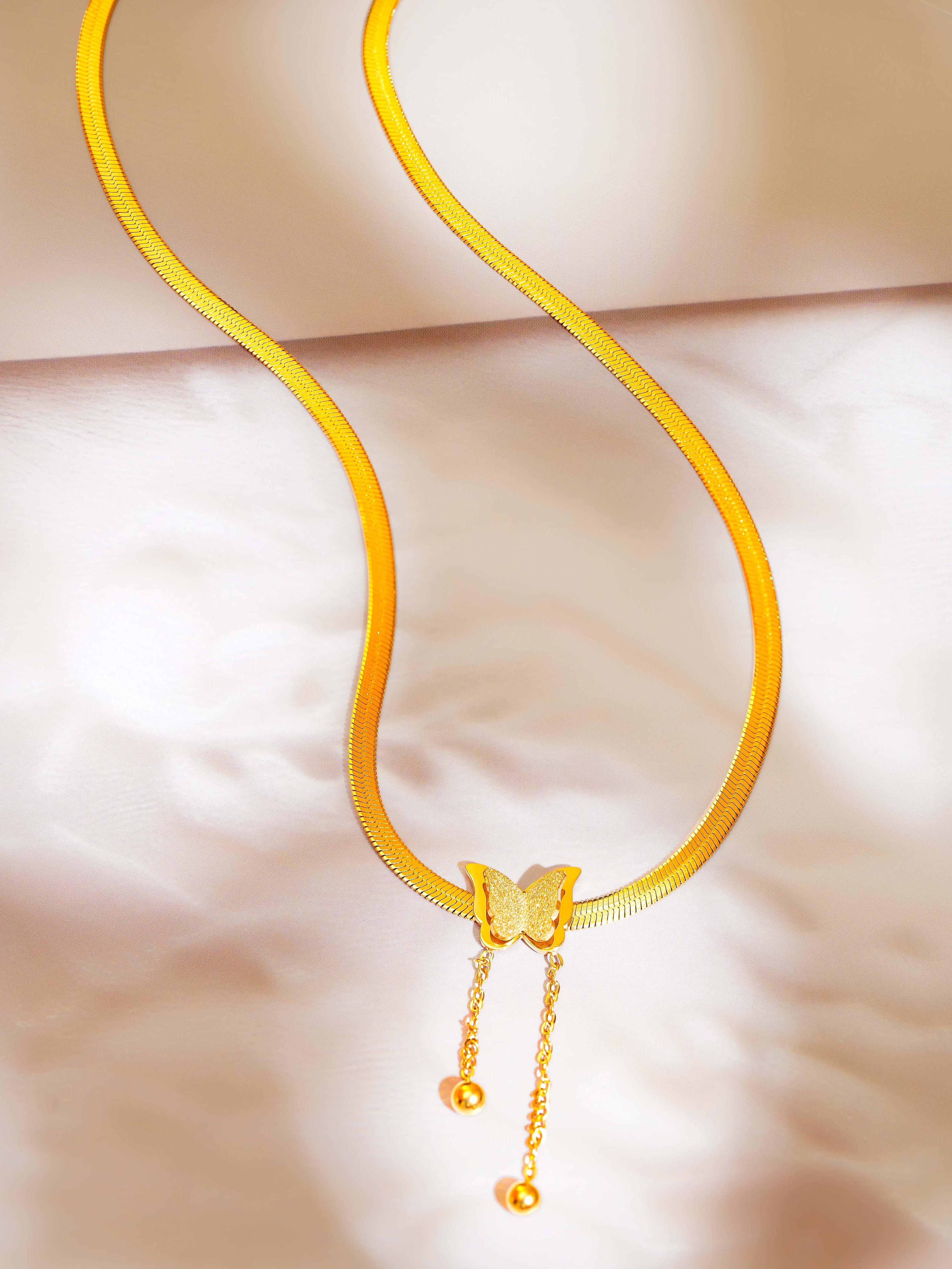 18K Gold Plated Golden Flutter Butterfly Necklace