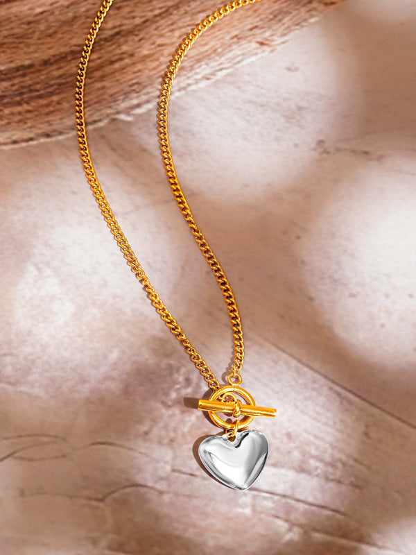 White Heart Toggle Necklace