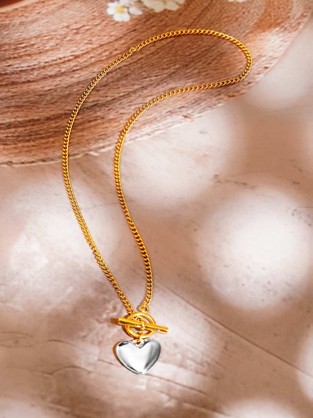 White Heart Toggle Necklace