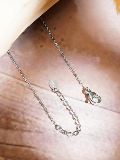 18K White Gold Plated Lustrous Bond Pearl Pendant Dainty Necklace
