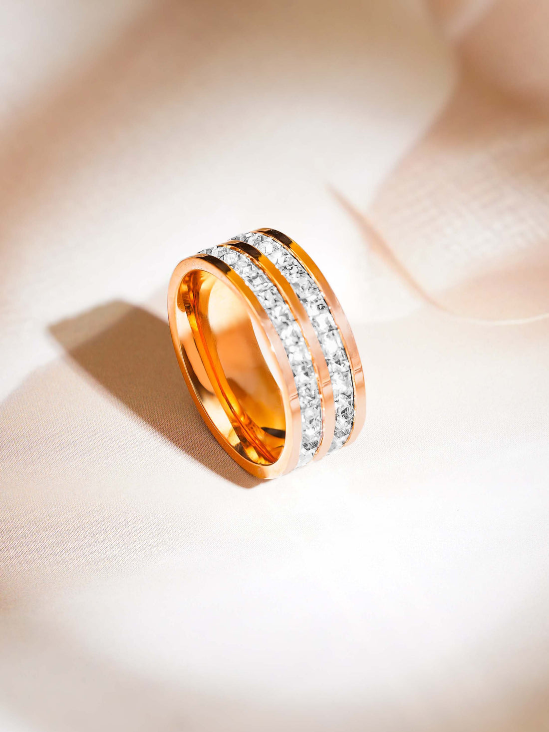 Double Row Crystal Ring