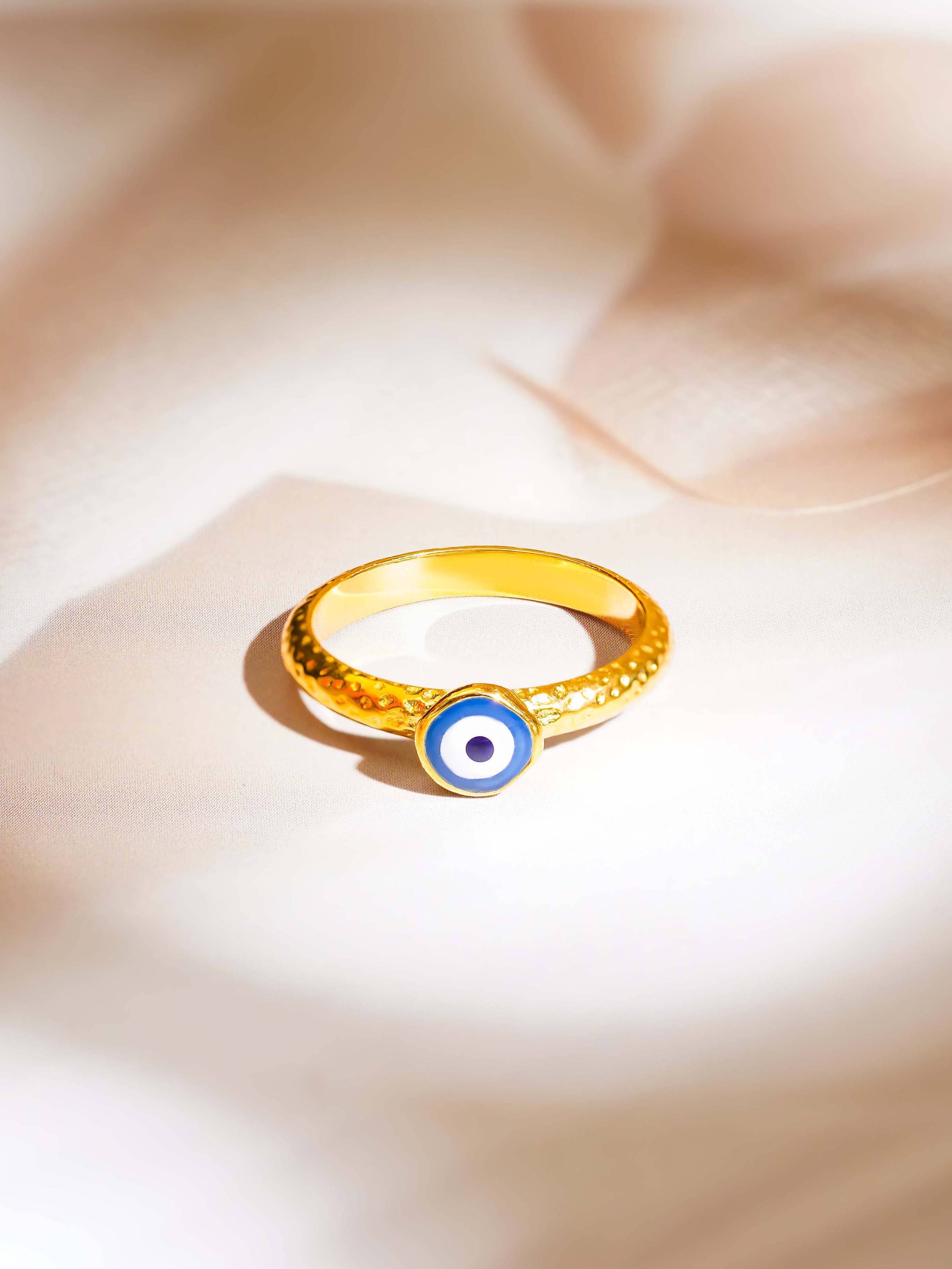 18K Gold Plated Enamel Evil Eye Ring