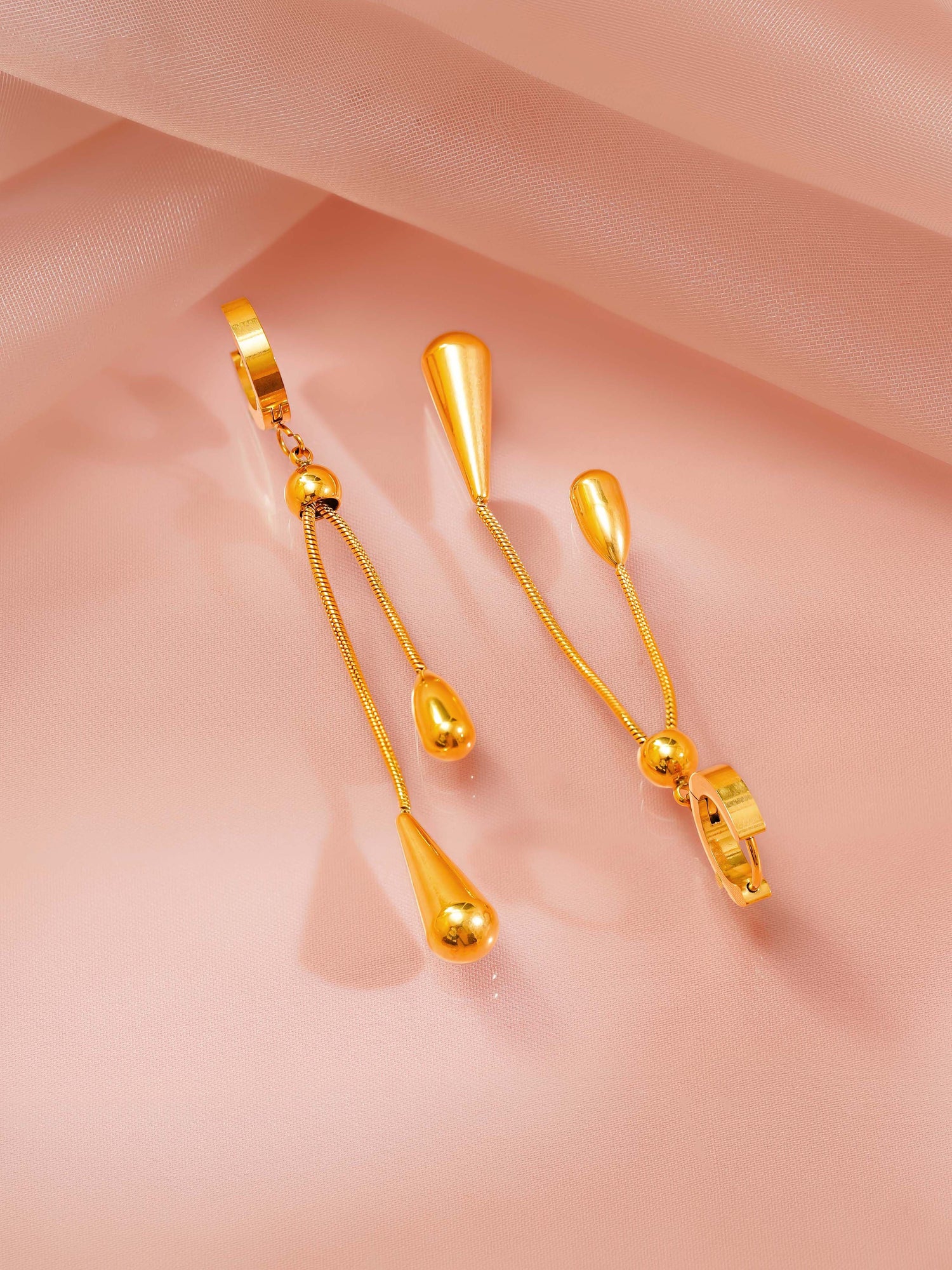 18K Gold Plated Golden Drape Tassel Drop Earrings