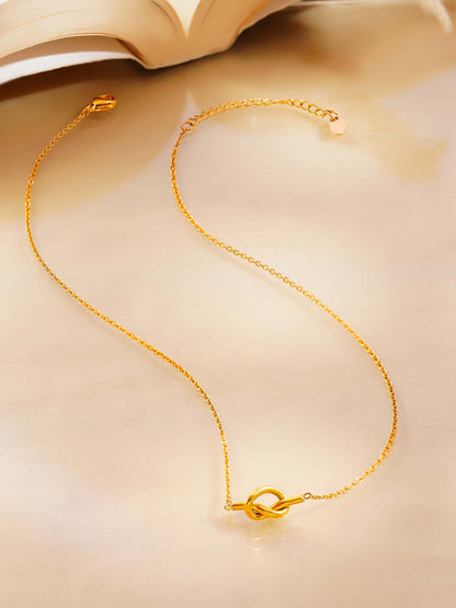 18K Gold Plated Minimal Knot Pendant Necklace