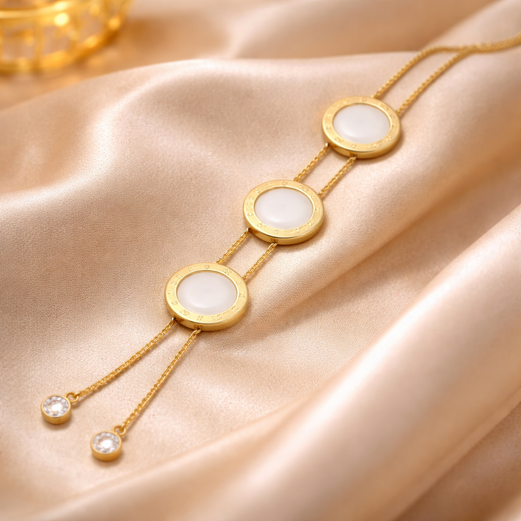 White Round Slider Necklace