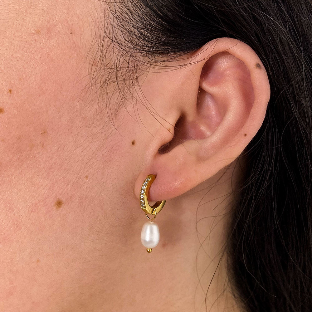 Zircon Pearl Drop Huggies